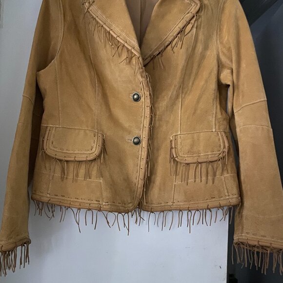 SCULLY ? Original Leather Suede Fringe Blazer Pockets Buttons Jacket - Picture 1 of 7